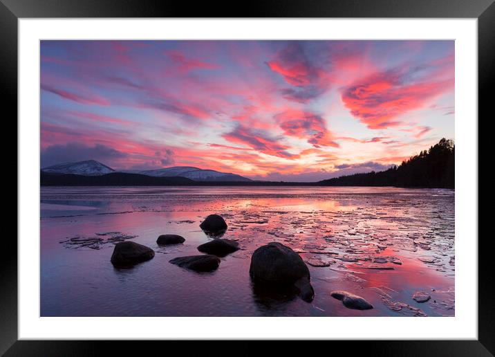 Loch Morlich at Sunset, Cairngorms National Park,  Framed Mounted Print by Arterra 