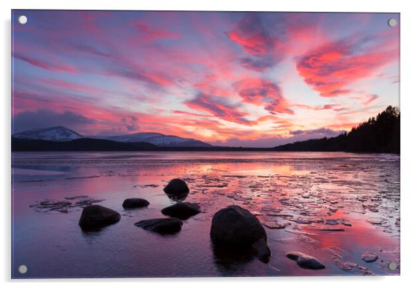 Loch Morlich at Sunset, Cairngorms National Park,  Acrylic by Arterra 