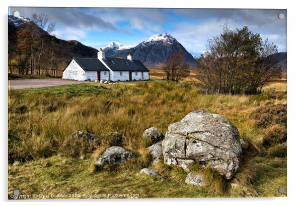Blackrock Cottage with Buachaille Etive Mor in the Acrylic by Chris Drabble