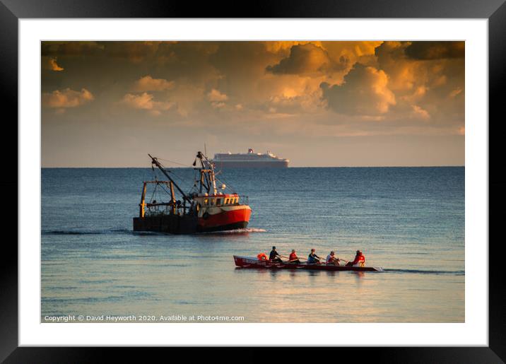 Cruising, Fishing and Sculling Framed Mounted Print by David Heyworth