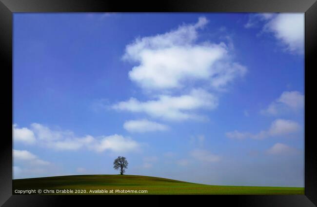 Blue skies over One Tree Hill Framed Print by Chris Drabble
