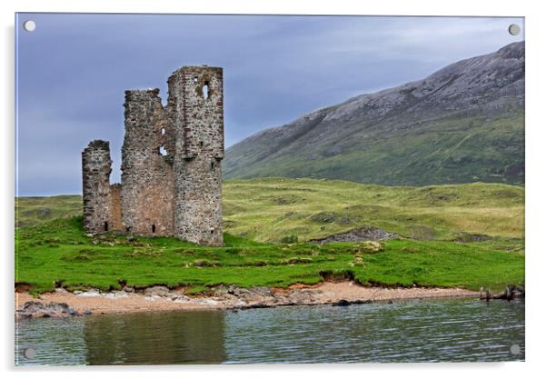Ardvreck Castle and Loch Assynt, Scotland Acrylic by Arterra 