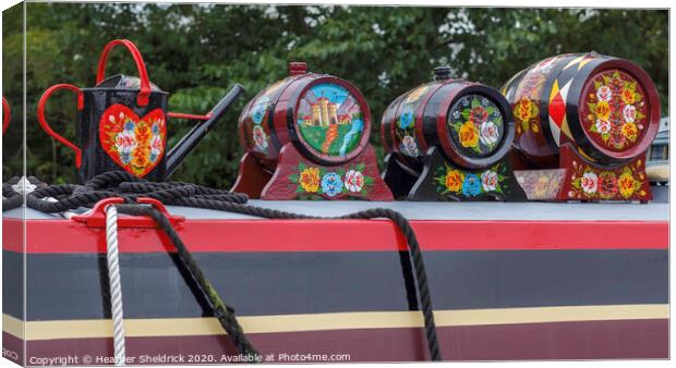 Narrowboat Folk Art Canvas Print by Heather Sheldrick