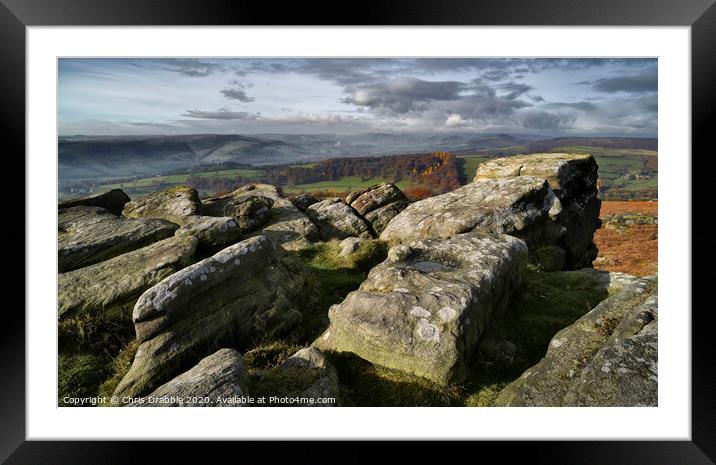 Carhead rocks in Autumn Framed Mounted Print by Chris Drabble