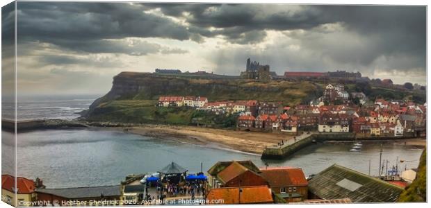 Whitby Bay and Abbey Canvas Print by Heather Sheldrick