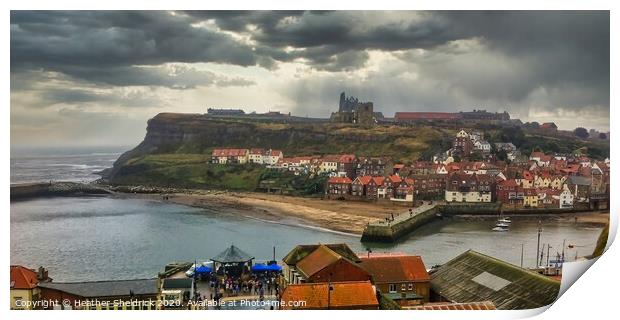 Whitby Bay and Abbey Print by Heather Sheldrick