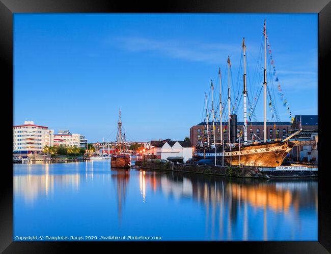 SS Great Britain in Bristol Harbour at night (4:3) Framed Print by Daugirdas Racys