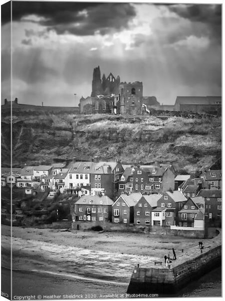 Whitby Abbey Black and White Canvas Print by Heather Sheldrick