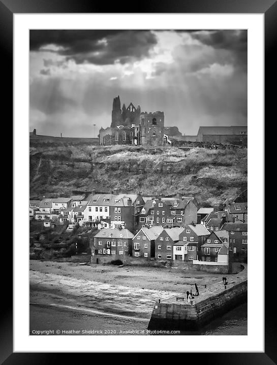 Whitby Abbey Black and White Framed Mounted Print by Heather Sheldrick