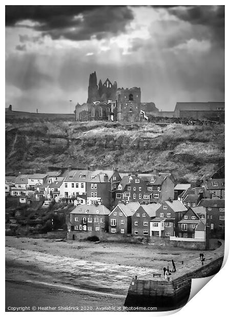 Whitby Abbey Black and White Print by Heather Sheldrick