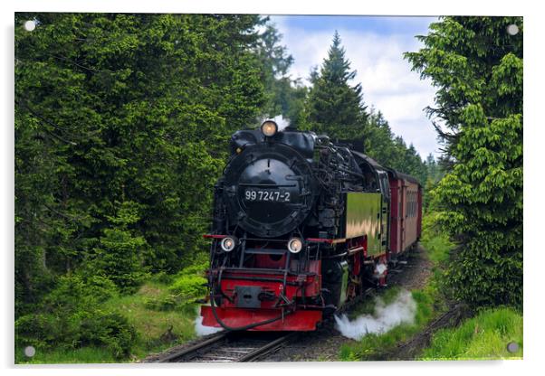Steam Train Neubaulokomotive in the Harz National Park Acrylic by Arterra 
