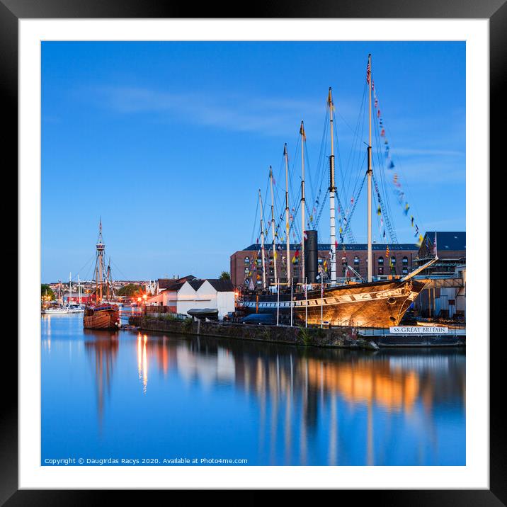 SS Great Britain in Bristol Harbour at night (square) Framed Mounted Print by Daugirdas Racys