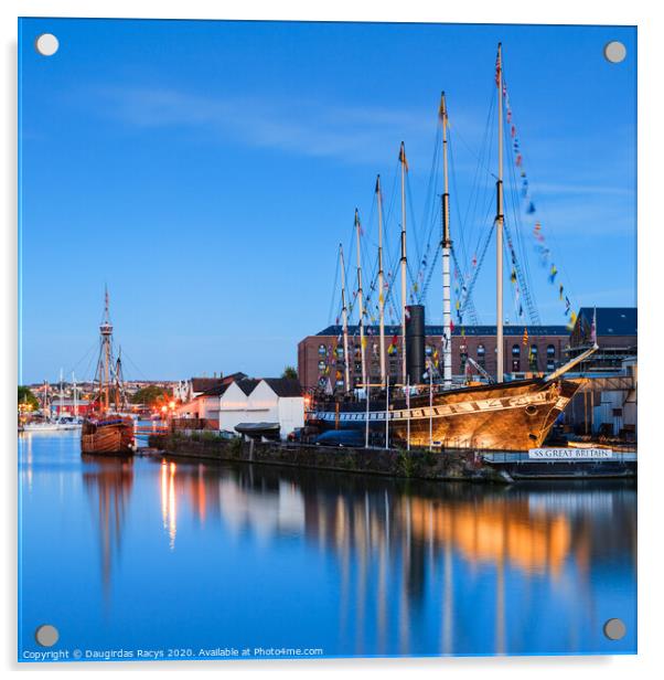 SS Great Britain in Bristol Harbour at night (square) Acrylic by Daugirdas Racys