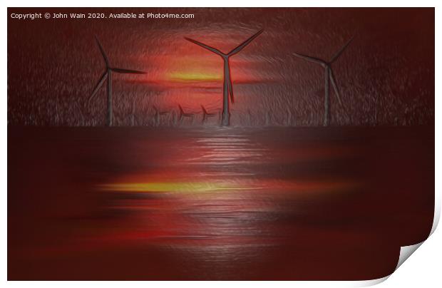 Windmills (Digital Art) Print by John Wain