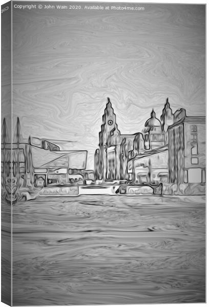 Royal Albert Dock And the 3 Graces   Canvas Print by John Wain