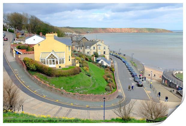 Crescent hill looking towards the Brigg at Filey in Yorkshire.  Print by john hill