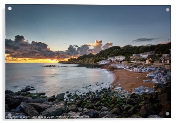 Steephill Cove Sunset Acrylic by Wight Landscapes