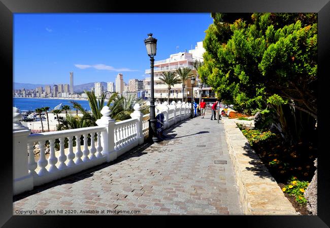 Scenic view of Poniente from the point at Benidorm in Spain.  Framed Print by john hill