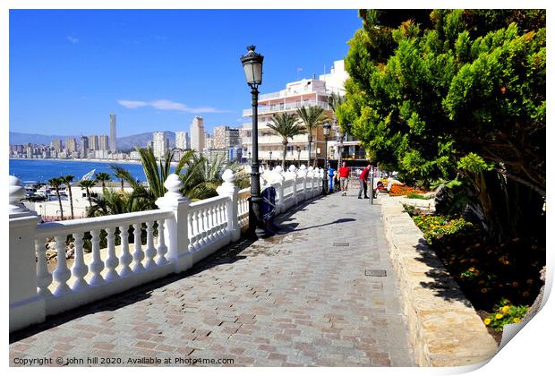 Scenic view of Poniente from the point at Benidorm in Spain.  Print by john hill