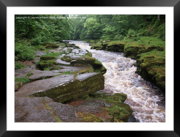 Rapids on The Strid near Bolton Abbey Framed Mounted Print by Laurence Tobin