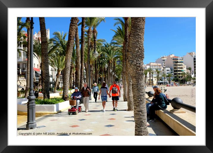 Parque de Elche promenade  at Benidorm in Spain. Framed Mounted Print by john hill