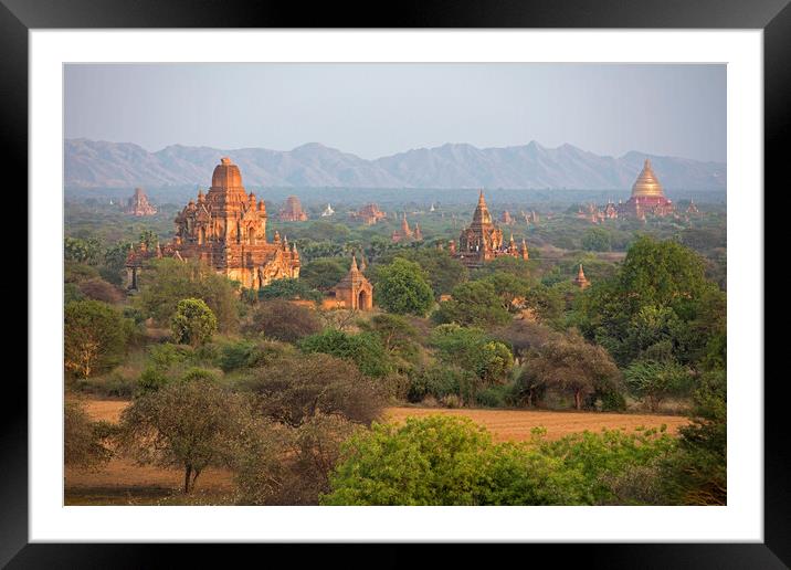 Buddhist Temples in Ancient City Bagan, Burma Framed Mounted Print by Arterra 