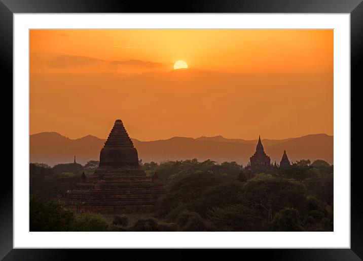 Buddhist Temples in Ancient City Bagan, Myanmar Framed Mounted Print by Arterra 