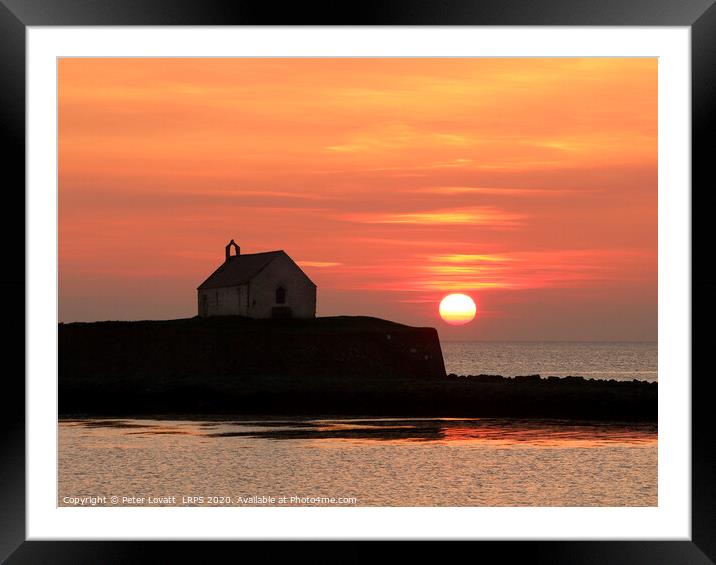St Cwyfan's Church at sunset, Anglesey Framed Mounted Print by Peter Lovatt  LRPS