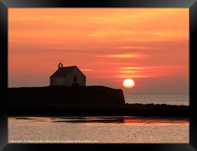 St Cwyfan's Church at sunset, Anglesey Framed Print by Peter Lovatt  LRPS