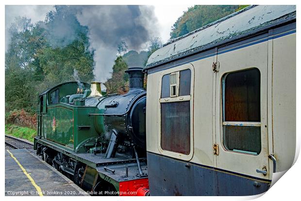 Steam Engine at Norchard Forest of Dean Railway Print by Nick Jenkins