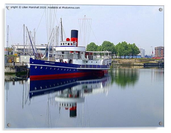 Princess Elizabeth  paddle steamer in Dunkirk Harb Acrylic by Lilian Marshall