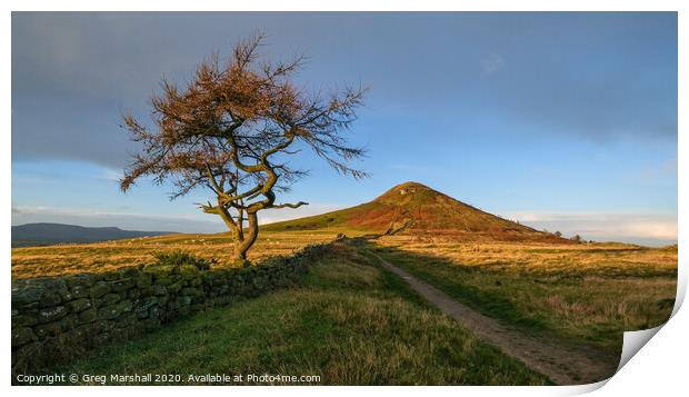 Roseberry Topping at Sunrise Print by Greg Marshall