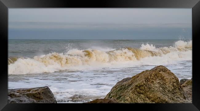Barrel waves on the Norfolk Coast Framed Print by Chris Yaxley