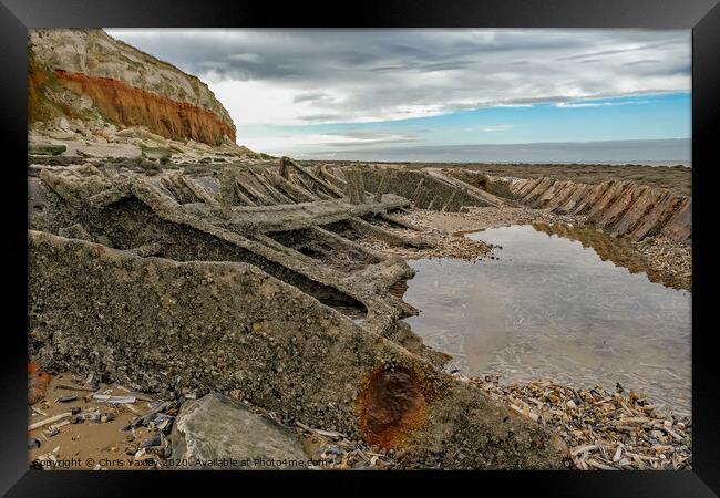  The remains of the beached Sheraton Trawler, Hunstanton Framed Print by Chris Yaxley