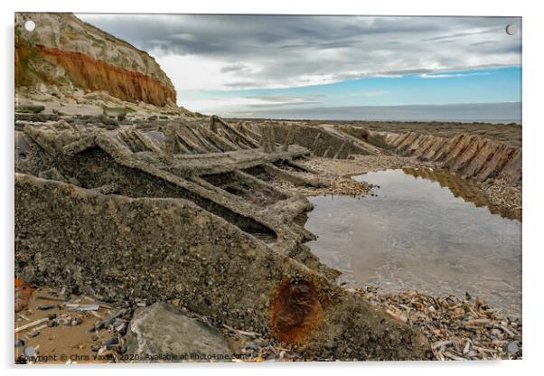  The remains of the beached Sheraton Trawler, Hunstanton Acrylic by Chris Yaxley