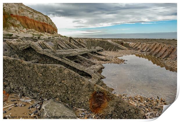  The remains of the beached Sheraton Trawler, Hunstanton Print by Chris Yaxley