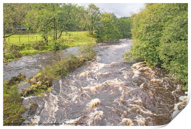 River Conway in Spate Print by chris hyde