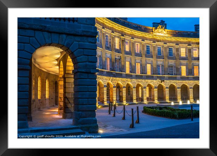 Buxton Crescent at night Framed Mounted Print by geoff shoults