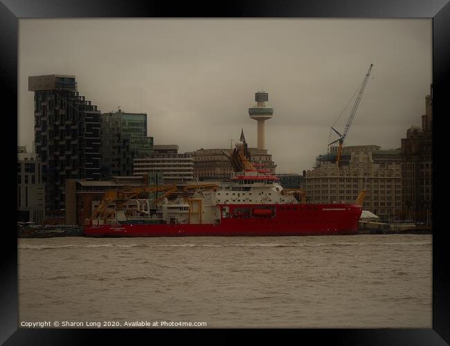 RRS Sir David Attenborough Ship in Liverpool Framed Print by Photography by Sharon Long 