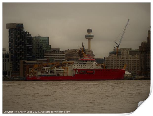 RRS Sir David Attenborough Ship in Liverpool Print by Photography by Sharon Long 