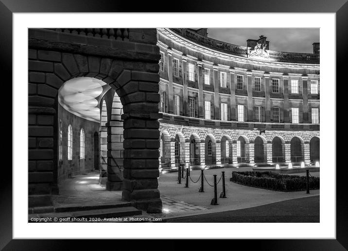 Buxton Crescent, monochrome Framed Mounted Print by geoff shoults