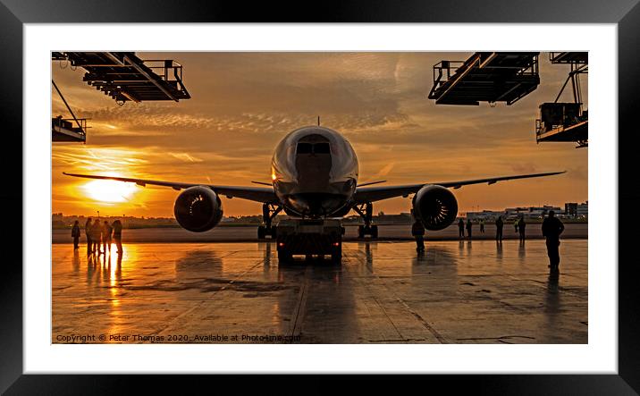 Boeing Dreamliner and the Sunrise Framed Mounted Print by Peter Thomas