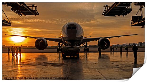 Boeing Dreamliner and the Sunrise Print by Peter Thomas