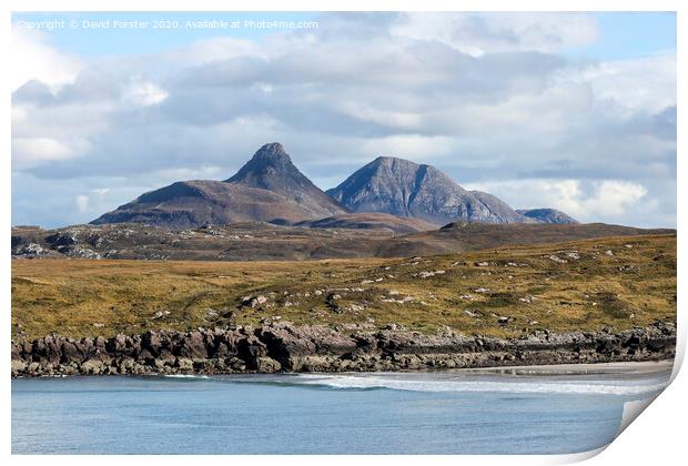 Stac Pollaidh and Cul Beag Viewed Across Achnahaird Bay, Scotland Print by David Forster
