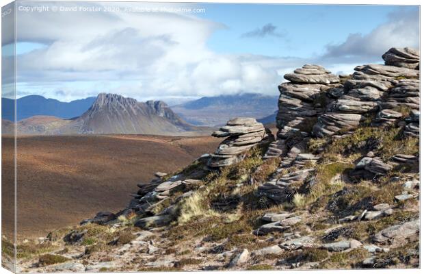  Stac Pollaidh from Cairn Conmheall, Scotland, UK Canvas Print by David Forster