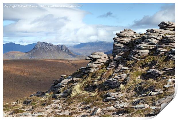  Stac Pollaidh from Cairn Conmheall, Scotland, UK Print by David Forster