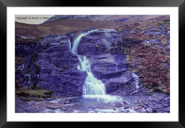 Waterfall Framed Mounted Print by Stuart C Clarke