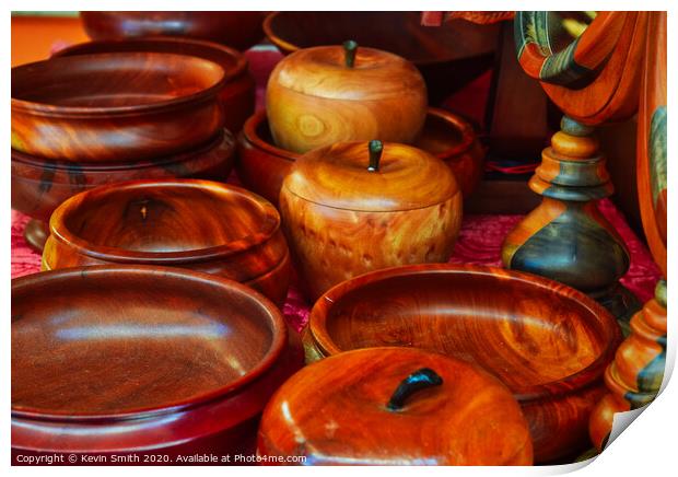Polished Wooden Bowls Print by Kevin Smith