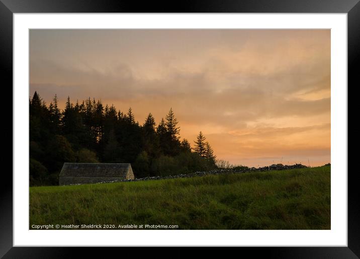 Barn near Malham at Sunset Framed Mounted Print by Heather Sheldrick