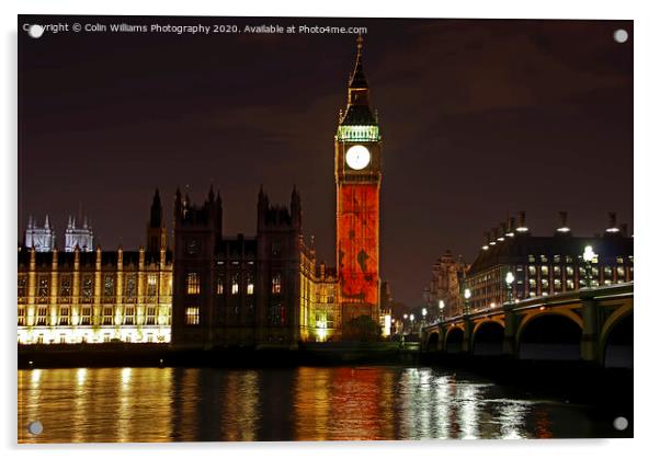 Big Ben with  Falling Poppies Acrylic by Colin Williams Photography